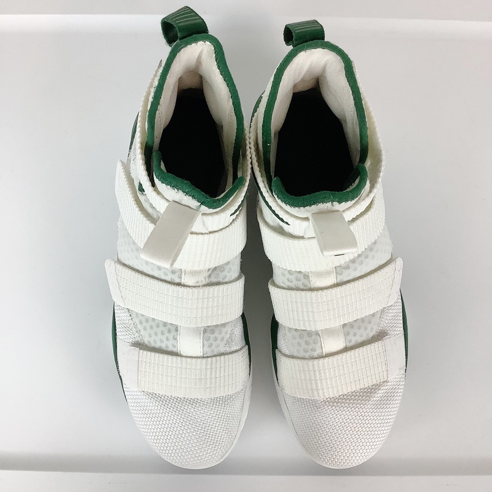 Nike Zoom White Green Basketball Lebron Soldier 11 High Top Sneakers - Picture 6 of 9